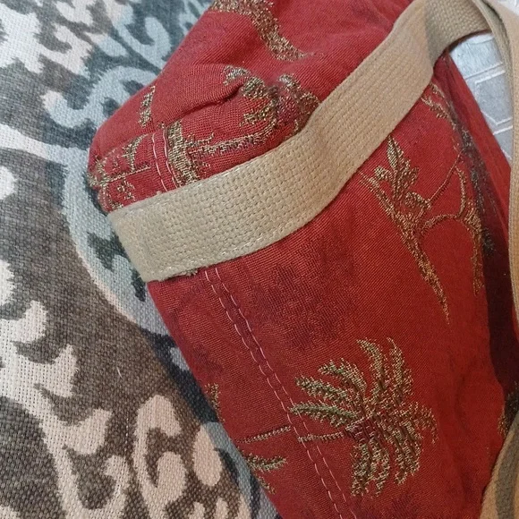 🔥🔥Bonnie Bag Upholstery palm trees vintage knitting needle point storage tote - Picture 4 of 16